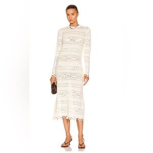 Zimmermann Postcard Texture Knit Maxi Dress Long Sleeve Fitted Size 0
